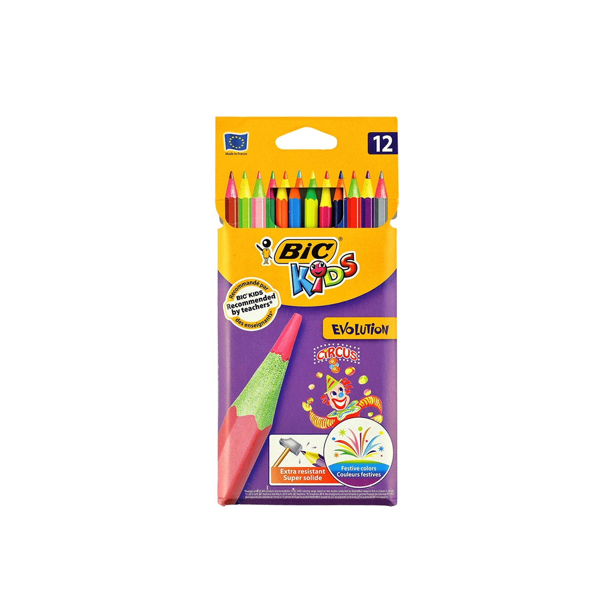 مدادرنگی 12 رنگ جعبه مقوایی بیک BIC (بسته 4 تایی)