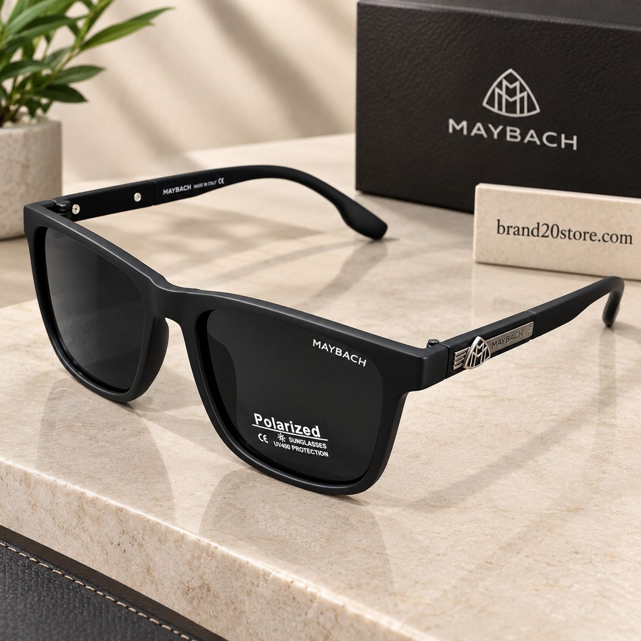 عینک آفتابی میباخ MAYBACH مدل فریم مشکی پلاریزه UV400