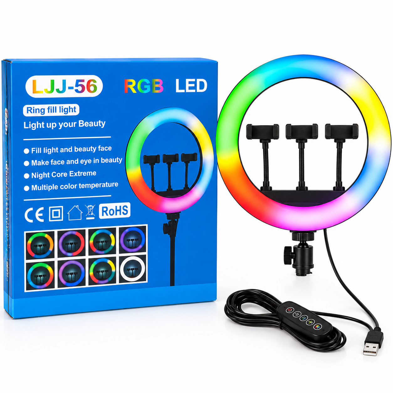 رینگ لایت حرفه‌ای مدل LJJ-56 سایز ۲۲ اینچ