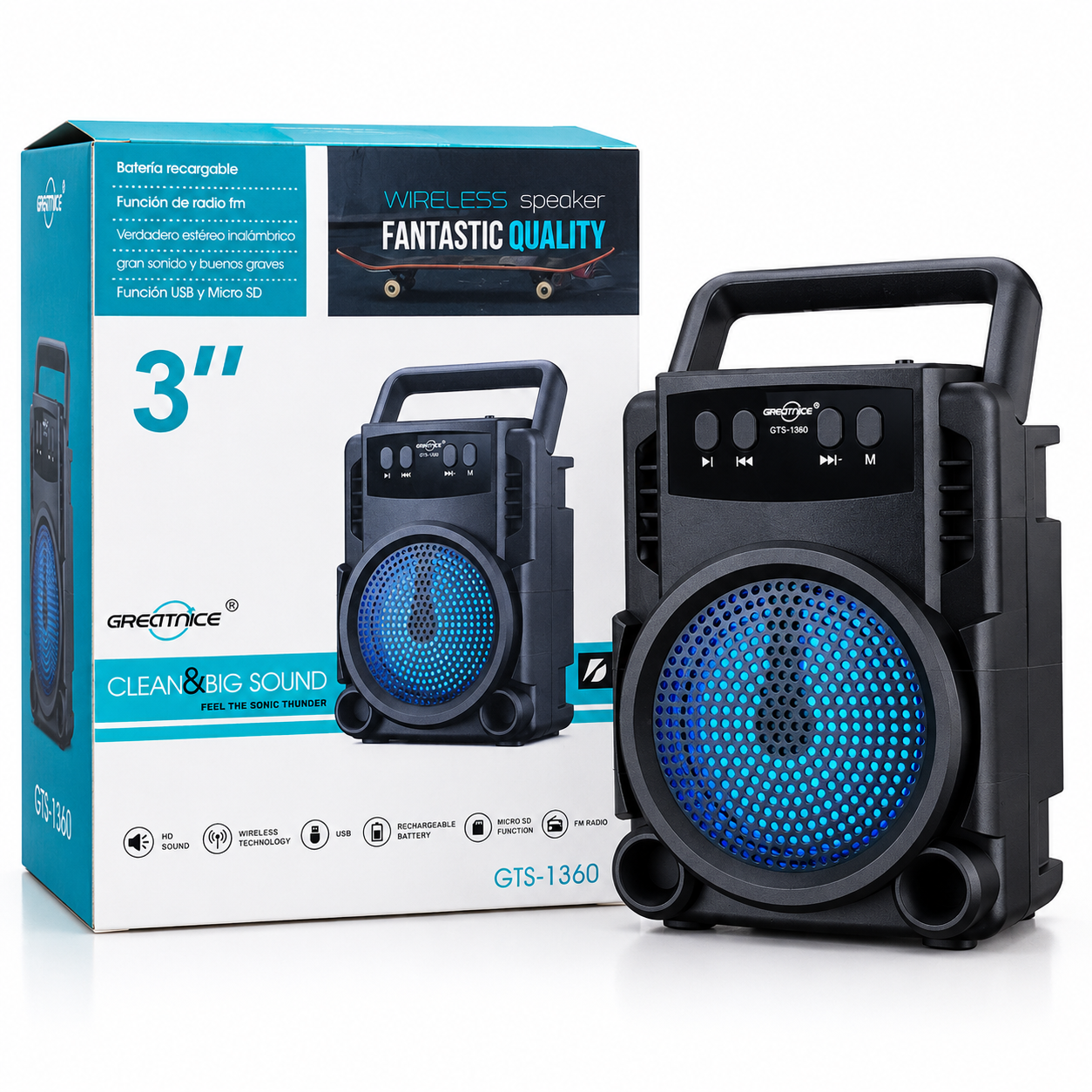 اسپیکر بلوتوثی قابل حمل مدل GTS-1360