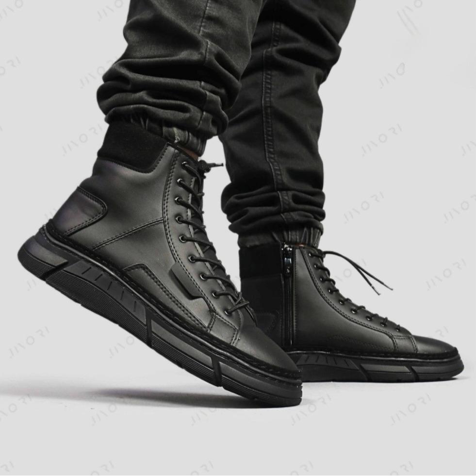 نیم بوت کشی امو بغل زیپی رنگ مشکی EMO SHOES