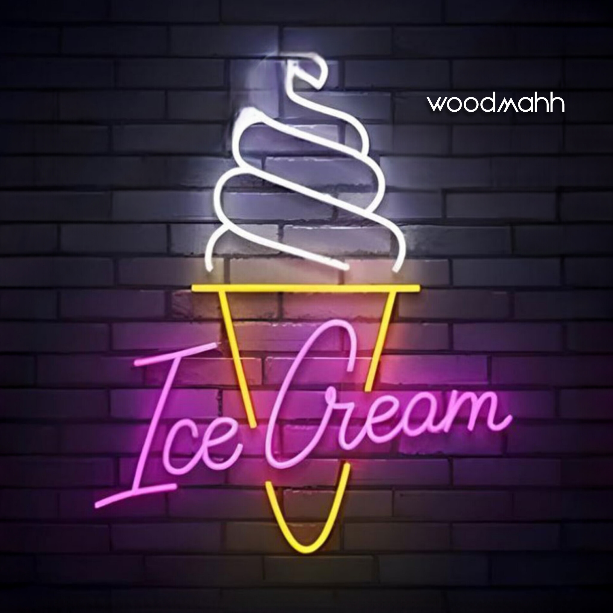تابلو نئون ice cream سایز ۶۰ در ۴۰ سانت