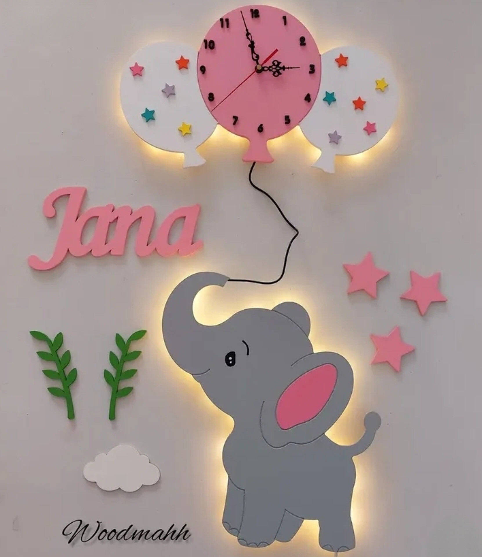 چراغ خواب کودک طرح تدی روی ماه تم آبی ۴۵ سانت