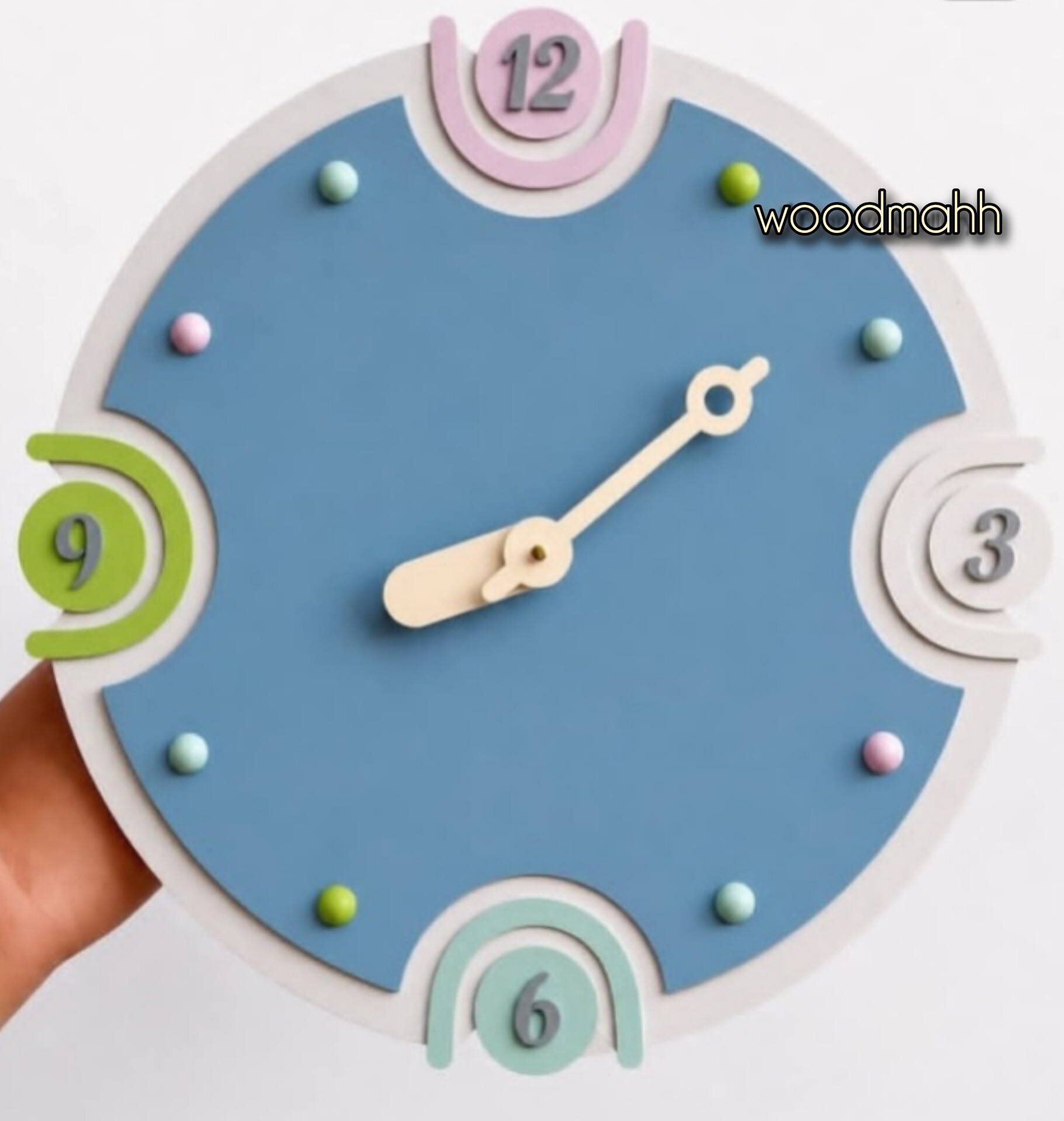 چراغ خواب کودک طرح تدی روی ماه تم آبی ۴۵ سانت