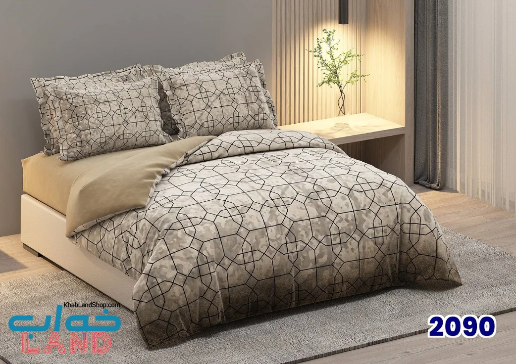 روتختی سه بعدی دو نفره مدل هندسی طوسی مدرن کد 2090 خواب لند