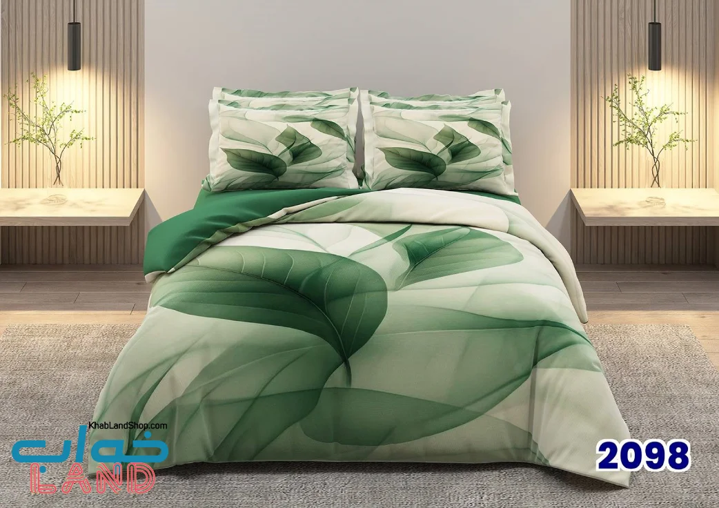 روتختی سه بعدی دو نفره طرح برگ سبز کد 2098 خواب لند