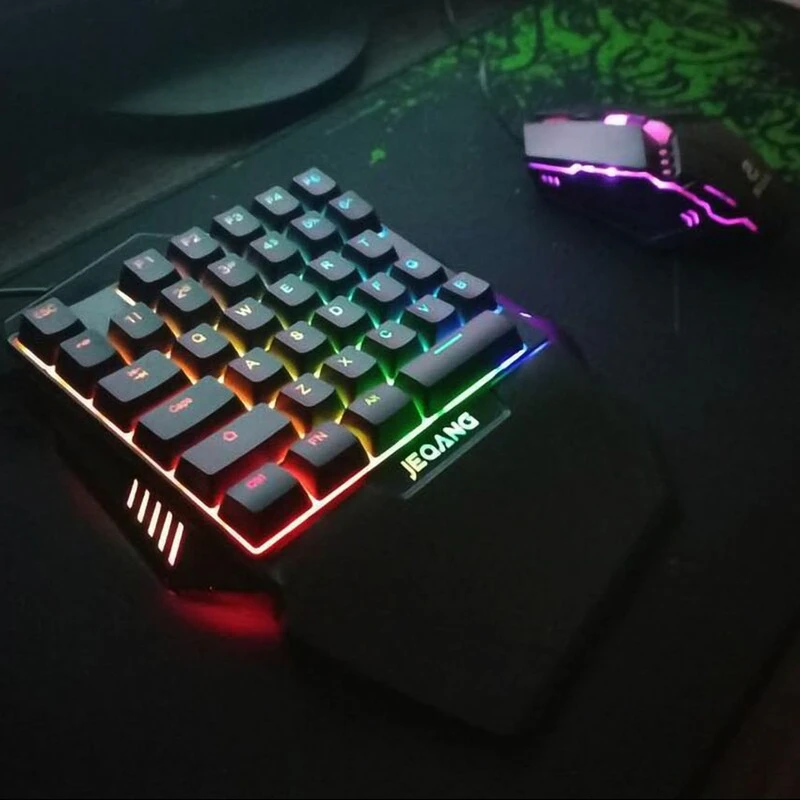 مینی کیبورد و ماوس گیمینگ جکنگ مدل JK-913، سوییچ ممبران، نورپردازی RGB LED