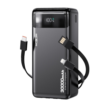 پاوربانک MOXOM مدل PB226 ظرفیت 30000 میلی‌آمپرساعت