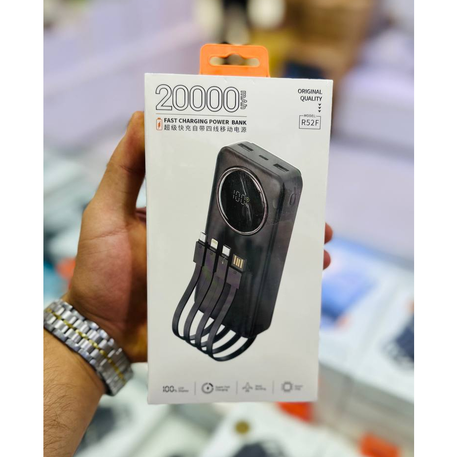 پاوربانک Gjby مدل R52F ظرفیت 20000 میلی‌آمپر ساعت